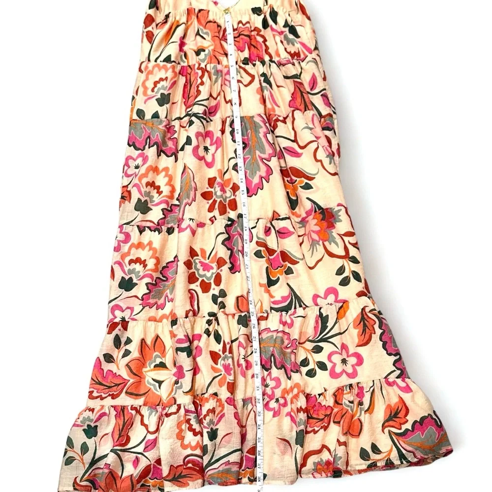 Floral Tiered Maxi Dress Medium Baby Doll Lightweight Vacation ResortWear Summer - Picture 5 of 9